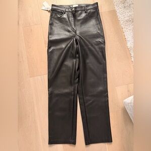 Aritzia Vegan Leather Black Melina Pant 8 Short NWT